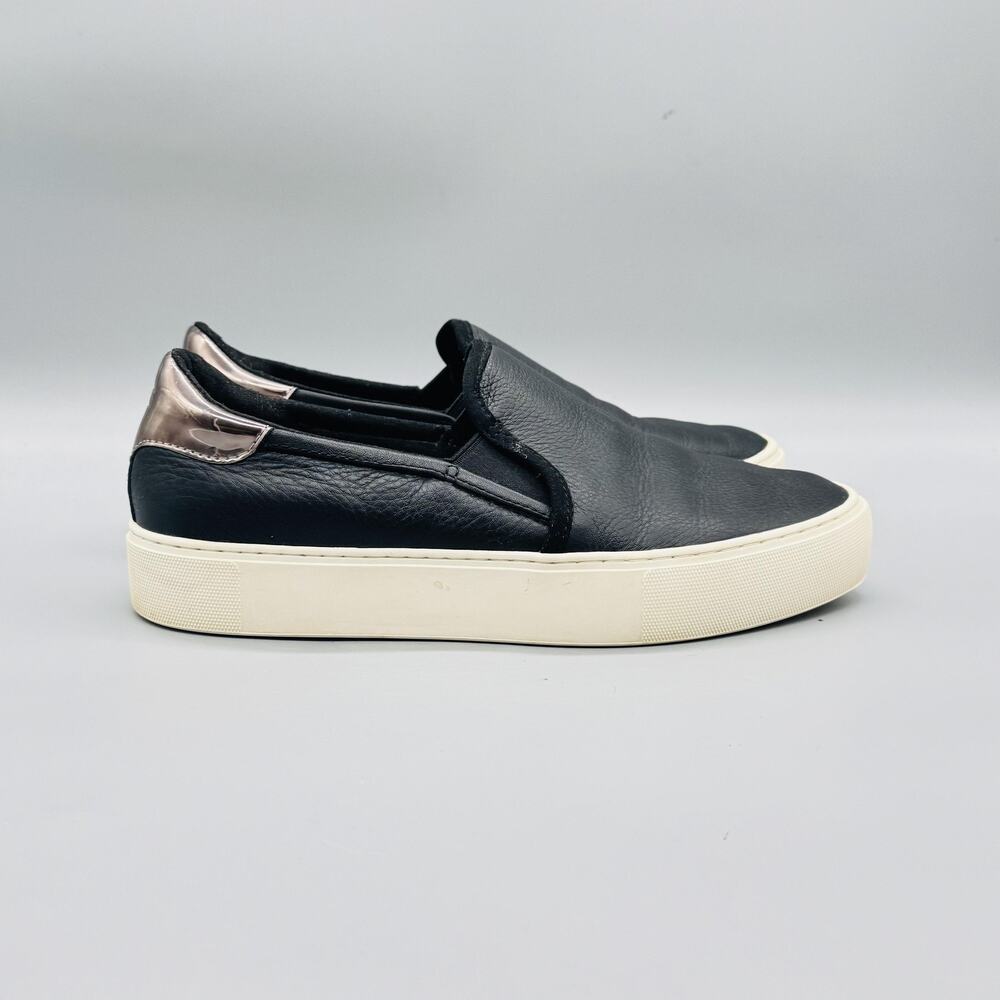UGG Shoes Women 9 Black Leather Slip On Platform Walking Sneakers Casual Comfort